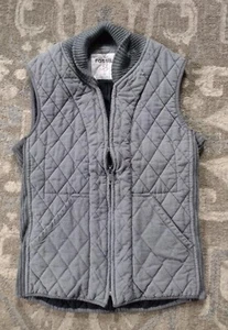 Fossil Quilted Vest Gray Full Zip Men S Women M Cotton Ribbed Stretch - Picture 1 of 11