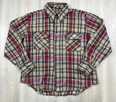 Franela a cuadros de lana vintage años 70 Sir Walter abotonada Hong Kong manga larga grande Foto 1 de 4