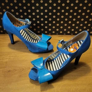Rocketdog Blueberry Tart Peeptoe mit Knöchelriemen 3,5" Absatz Größe UK 4 - Bild 1 von 12