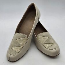 HOTTER Milly Leather Slip On Shoes Women's Size 9.5 UK Cream Low Top Loafers