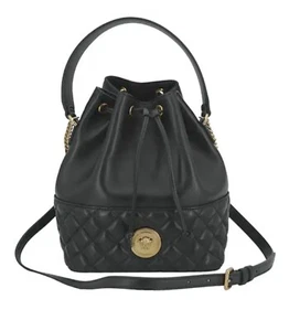 Versace Quilted La Medusa Black Lamb Leather Bucket Shoulder Bag 1013788 - Picture 1 of 18