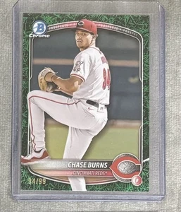 2025 Bowman Chrome Prospect Chase Burns Green Grass /99 Sp Refractor RC Rookie - Picture 1 of 1