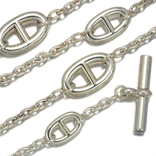 HERMÈS AUTENTICA COLLANA HERMES CHAINE D'ANCRE FARANDOULE 120 LUNGA ARGENTO 925 F S