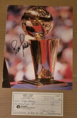 Baloncesto Bob Cousy cheque personal firmado autografiado Boston Celtics  Foto 1 de 4