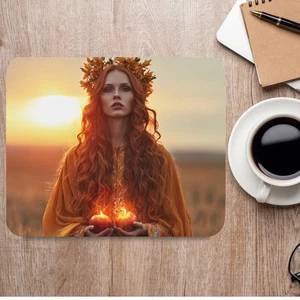 Pagan Goddess Mouse Pad Wiccan Autumn Equinox Divine Feminine Ritual Desk Decor - Picture 1 of 6