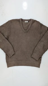 American Trench Natural-Dyed Herringbone V-Neck Sweater Men’s Medium Brown - Picture 1 of 9