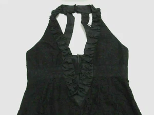 Nanette Lepore Womens Sz 0 Eyelet Lace Overlay Sexy Black Dress Plunge New  - Picture 1 of 4