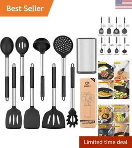 Versatile Set di Utensili in Silicone 8 Pezzi con Manici in Acciaio Inox, Senza BPA - Foto 1 di 10