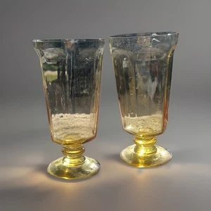 2 vasos de té helados vintage Lenox antiguos con paneles amarillos con patas 6 5/8" X 3 3/8" - Imagen 1 de 4