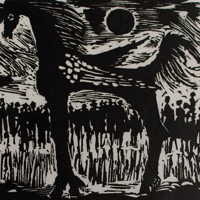 Willi Dirx Pegasus Holzschnitt auf feinem Bütten 1967 signiert datiert - Bild 1 von 4