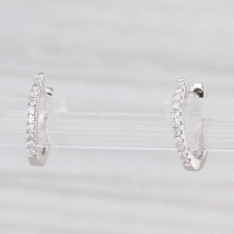 Nuevos Pendientes Huggie Micro Aro Diamantes Oro Blanco 14k Pequeños Aros Redondos Foto 1 de 4