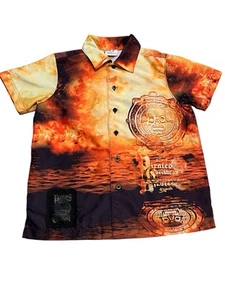 Disney Pirates Of The Caribbean Button Up Shirt Boys Medium 7/8 Cruise Hawaiian - Picture 1 of 7