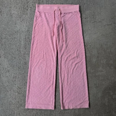 Pantalones deportivos vintage Y2K Juicy Couture de tela de rizo con monograma rosa tiro bajo pequeños Foto 1 de 4