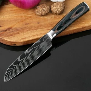 5 Zoll Küchenmesser High Carbon Edelstahl Damaskus Muster Santoku Messer Griff - Bild 1 von 11