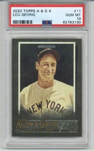 2020 TOPPS ALLEN & GINTER X #11 LOU GEHRIG NEW YORK YANKEES PSA 10 LOW POP RARE - Picture 1 of 2