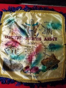 U S Army Military Pillow Cover Sham To Mother. Seattle Washington. - Picture 1 of 7