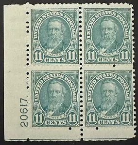 US 11 Cents #692 plate block Of 4 Hayes 1931 Blue MNH OG - Picture 1 of 1