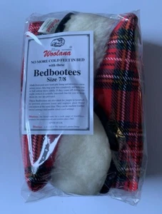 Bed Bootees Made with Pure New Wool and Royal Stewart Fabric - Size 7/8 UK - Picture 1 of 5