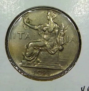 1923 ITALY LIRA - XF- Excellent Vintage Coin - Lot #329 - Picture 1 of 2