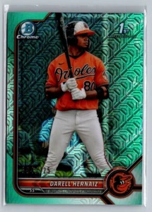 2022 Bowman Chrome Darrell Hernaiz 1st Aqua Refractor Parallel #/225 A’s Mega RC - Picture 1 of 2