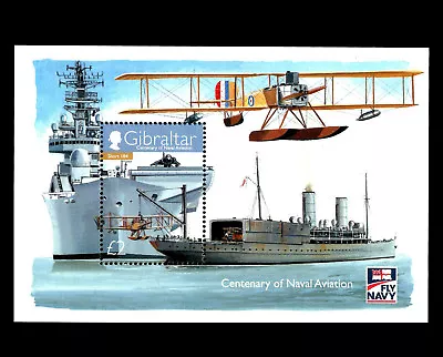 Gibraltar - "WAR SHIPS ~ CENTENARY OF NAVAL AVIATION" Unique Underprint MS 2009  - Image 1 of 3