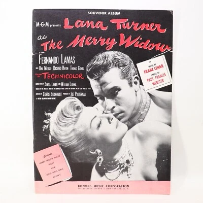 Merry Widow Souvenir Movie Songbook Sheet Music Score 1952 MGM Lana Turner Photo - Image 1 of 4