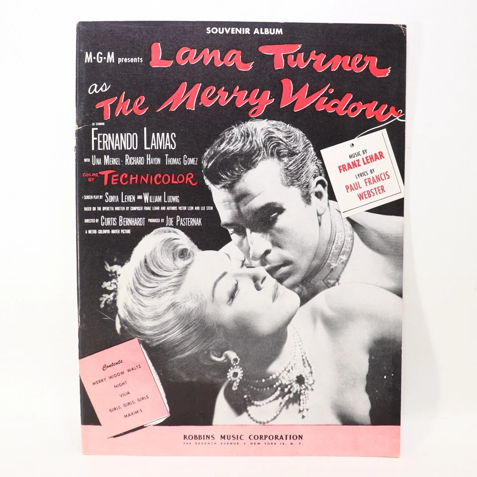 Merry Widow Souvenir Movie Songbook Sheet Music Score 1952 MGM Lana Turner Photo - Image 1 of 4