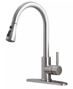 Brushed Nickel Kitchen Faucet Sink Mixer Faucet Pull Down Sprayer Single Handle - Picture 1 of 6