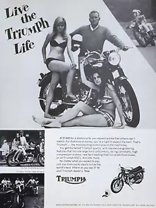 Triumph 650 1968 anuncio impreso de motocicleta 2 niñas en bikini - Imagen 1 de 1