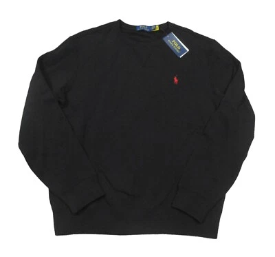 Polo Ralph Lauren Men's Black Solid Fleece Crew-Neck Pullover Sweatshirt - Image 1 of 3