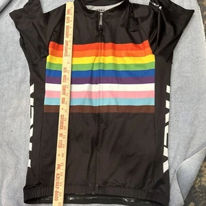 Trek Pride Rainbow Men’s Full Zip Black Short Sleeve Cycling Jersey Medium - Picture 1 of 4