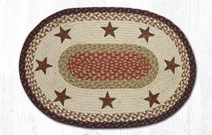 Braided Jute Stenciled Print Oval Area Rug. Earth Rugs. BARN STARS - Picture 1 of 1