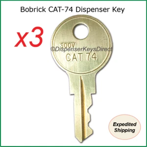 3 Pack - Bobrick CAT-74 Key - Paper Towel Toilet Tissue Liquid Soap Dispenser - Picture 1 of 2