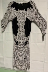 INC International Concepts XL Paisley Floral Draped Dress 3/4 Sleeves - Picture 1 of 3