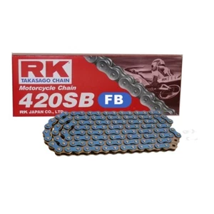 Motorrad Kette BLAU RK FB420SB mit 108 Rollen und Clipschloss  offen - Bild 1 von 1