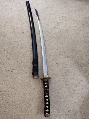 Katana japonesa negra de 28" y funda, con samurai y guerra marina Foto 1 de 4