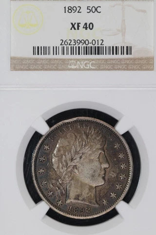 1892 Barber Silver Half Dollar NGC XF40 *DoubleJCoins* 1700-90 Cover