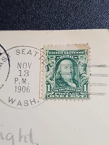 Estampilla de un centavo Franklin 1902 de colección 1906 Ambler, Pensilvania postal 1¢ Scott - Imagen 1 de 4