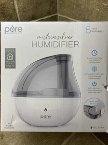 Pure Enrichment® MistAire™ Silver Ultrasonic Cool Mist Humidifier LASTS ALL DAY! - Picture 1 of 7