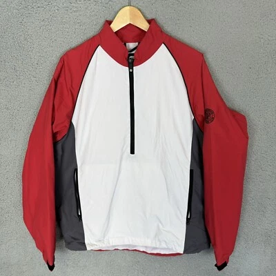 Footjoy Jacket Mens M White Red 1/4 Zip Pullover Golf Stretch Windbreaker - Image 1 of 4