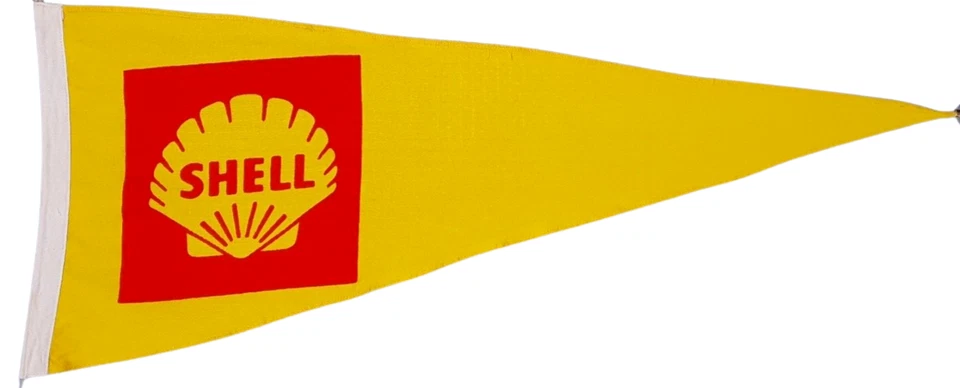 Shell Oel Benzin Tankstelle Fahne 87x33 Wimpel Reklame Vintage 50er60er Oldtimer - Bild 1 von 4