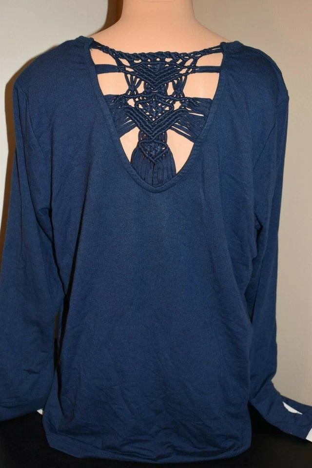 Ideology Womens Blue Crochet Back Shirts & Tops Athletic Plus 1x 0339