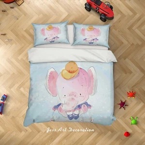 3D Elephant Cartoon Kids Quilt Cover Set Duvet Cover Bedding Pillowcases - Picture 1 of 6