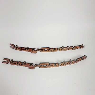 Harley Davidson Scorched Orange & Black Fuel Tank Emblems Set 08-23 Touring - Image 1 of 4