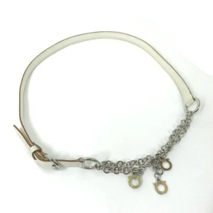 Cintura Catena Accessori Salvatore Ferragamo Cintura Gancini Pelle Bianca - Foto 1 di 15