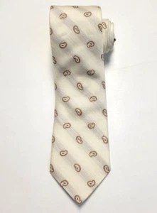 168 $ neue EDWARD ARMAH Krawatte BAUMWOLLE SEIDE beige GESTREIFT Paisley MADE IN ITALY - Bild 1 von 8