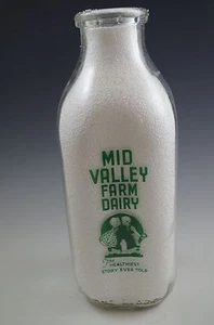 MID VALLEY FARN DAIRY PENNSYLVANIA MILK BOTTLE 1 QUART - Picture 1 of 2