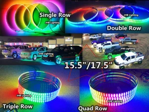 【】JHB 15.5"17.5" CHASING Flowing LED Multifunction Wheel Rings Rim Lights(Metal) - Picture 1 of 26