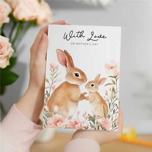 Mother's Day Card Cute Rabbit Illustration Wildlife Lover Gift Mum - Picture 1 of 10