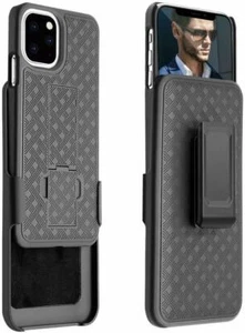for iPhone 11 Pro (5.8") - Black Holster Swivel Belt Clip Hard Slim Case Cover - Picture 1 of 7